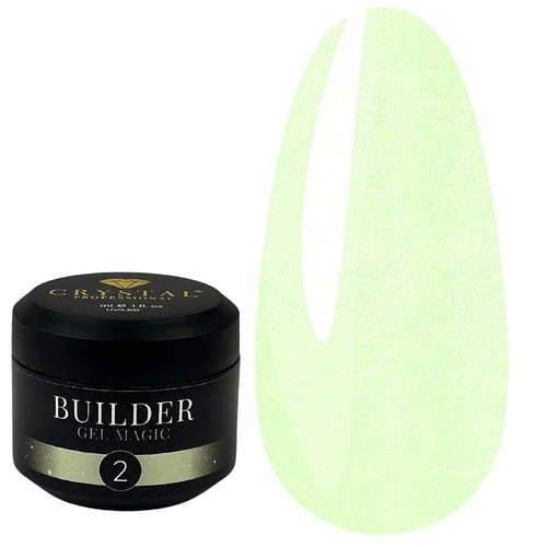 Żel budujący Crystal Builder Gel Magic №2 miękka zieleń z połyskiem 15 ml - Фото №1