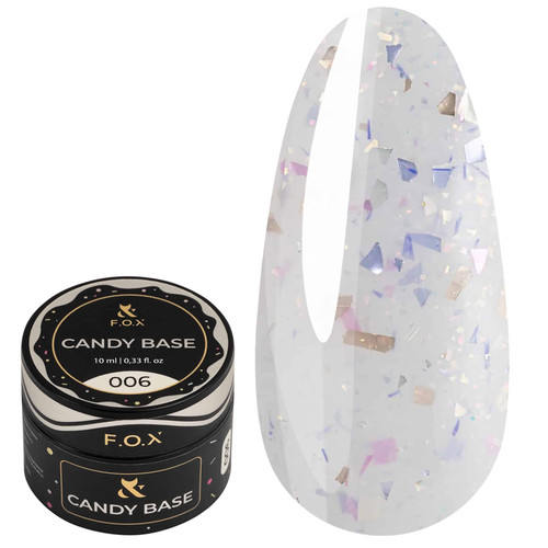 База F.O.X Candy Base 006 молочный с блестками и фиолетово-розовой поталью 10 мл