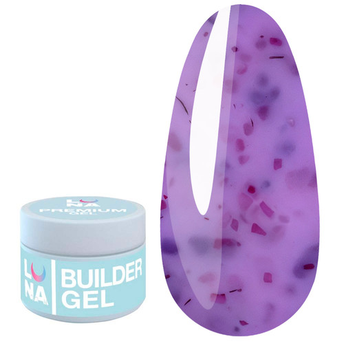 LUNA Flower Gel №02 milky with purple dried flowers 15 ml (323-4483-1266) - Фото №1