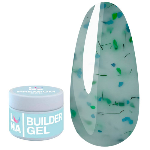 Żel do przedłużania LUNA Flower Gel №03 mleczny z zielonymi suszonymi kwiatami 15 ml (323-4484-1267) - Фото №1