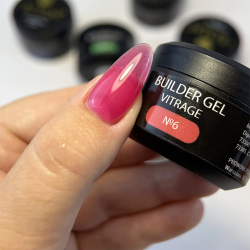 Żel budujący CRYSTAL Vitrage Builder gel №6 karmazynowy 15 ml - Фото №2