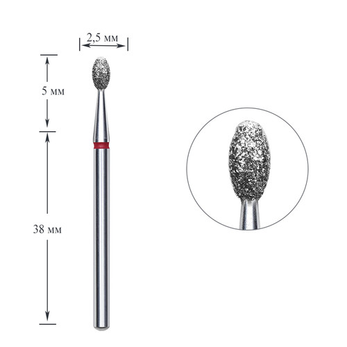 Frez do paznokci diamentowy Staleks EXPERT oliwka czerwona średnica 2,5 mm / część pracująca 5 mm