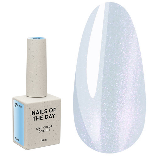Тоp hybrydowy NAILSOFTHENIGHT Shell top 02 perła z niebieski przetarciem, 10 ml - Фото №1