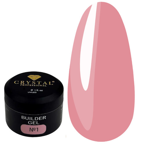 Żel budujący Crystal Builder Gel №1 klasyczny róż 15 ml - Фото №1