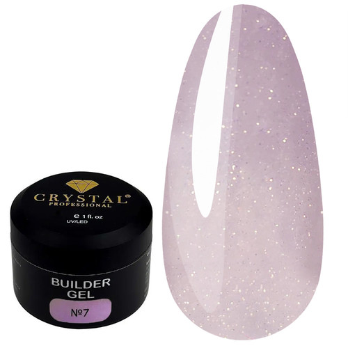 Żel budujący Crystal Builder Gel №7 liliowy z brokatem 15 ml - Фото №1