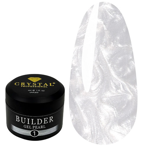 Żel budujący Crystal Builder Gel Pearl №1 biały perłowy 15 ml - Фото №1