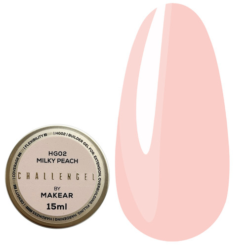 Гель для наращивания MAKEAR Challengel HG02 Milky Peach 15 мл - Фото №1