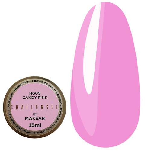 Гель для наращивания MAKEAR Challengel HG03 Candy Pink 15 мл - Фото №1