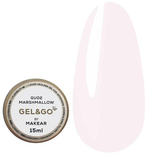 Гель для наращивания MAKEAR Gel&Go Up GU02 Marshmallow 15 мл - Фото №1