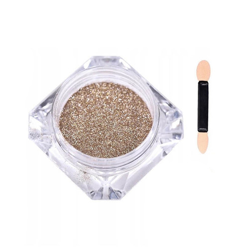 Pyłki do paznokci z pacynką MANY BEAUTY efekt chromu | lustro złoto - Фото №2