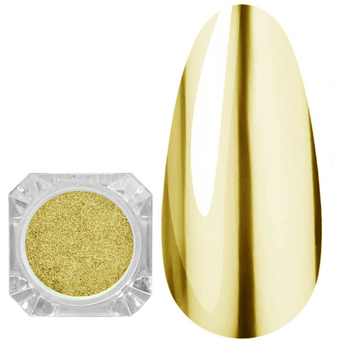 Pyłki do paznokci z pacynką MANY BEAUTY efekt chromu | lustro złoto - Фото №1