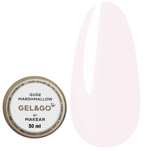 Гель для наращивания MAKEAR Gel&Go Up GU02 Marshmallow 50 мл - Фото №1