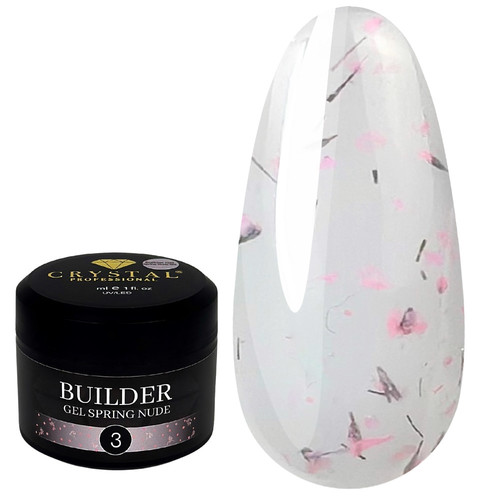 Żel budujący Crystal Builder Gel Spring Nude 3 biały z suszonymi kwiatami 15 ml - Фото №1
