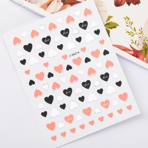 Naklejki do paznokci GNBLab cienkie samoprzylepne serduszka Z-D4214 nude - Фото №2