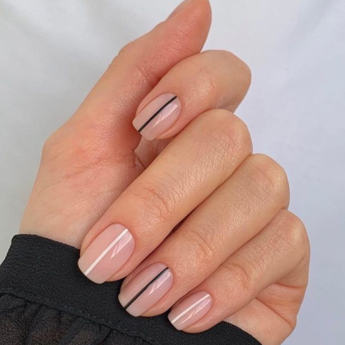 Nude Manicure with an Accent Line