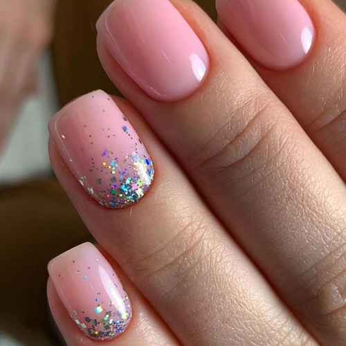 Pink glitter nails