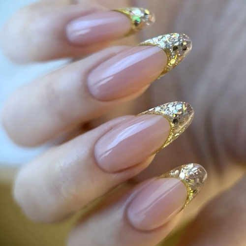 French manicure with gold