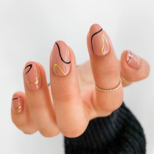 Minimalism with Black and Gold Lines