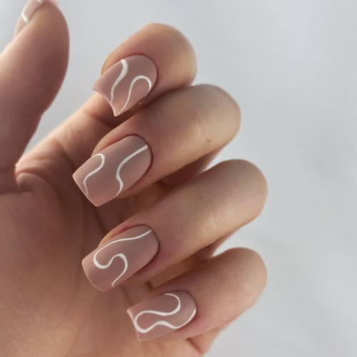 Gentle Manicure with White Waves