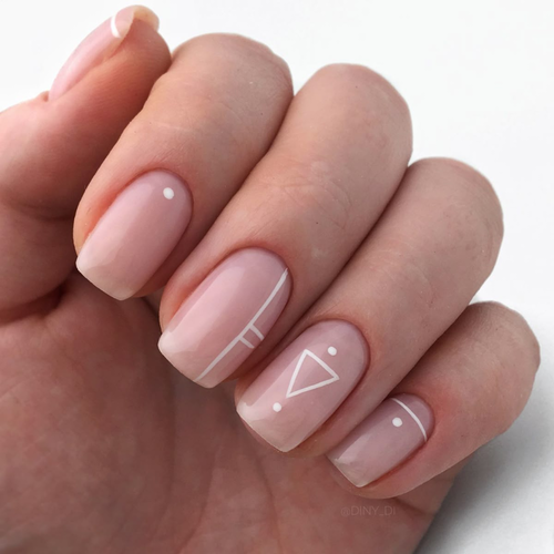 Nude Minimalism with White Geometry
