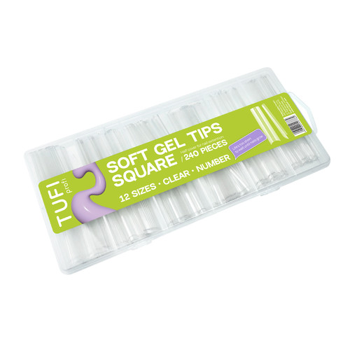 TUFI profi Half Cover Soft Gel Tips Square Transparent 240 pcs (0326341) - Фото №2