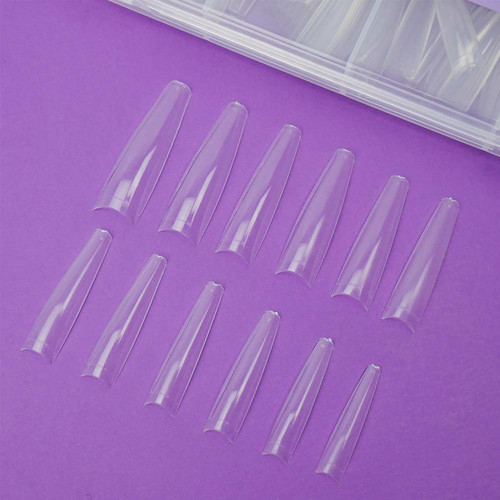 Гелевые типсы TUFI profi Half Cover Soft Gel Tips Балерина Прозрачные 240 шт (0326344) - Фото №4