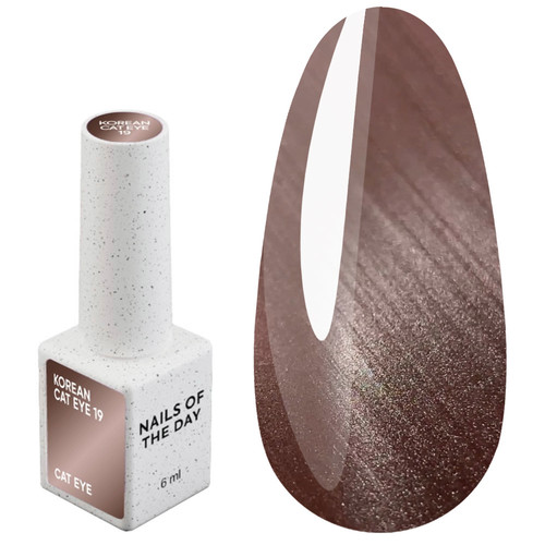 Lakier hybrydowy NAILSOFTHEDAY Korean cat eye 19 brązowo-szary 6 ml - Фото №1