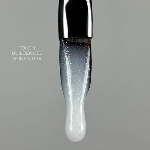 Żel budujący TOUCH Builder gel Shine mix 01 biały z brokatem 15 ml - Фото №3