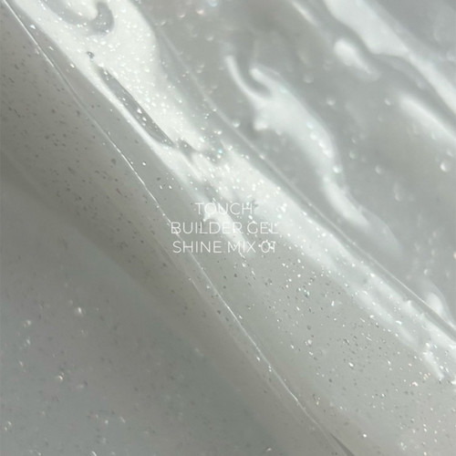 Żel budujący TOUCH Builder gel Shine mix 01 biały z brokatem 15 ml - Фото №2