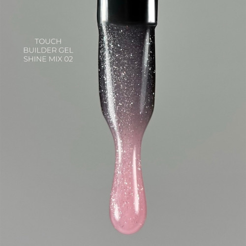 Żel budujący TOUCH Builder gel Shine mix 02 różowy z brokatem 15 ml - Фото №3