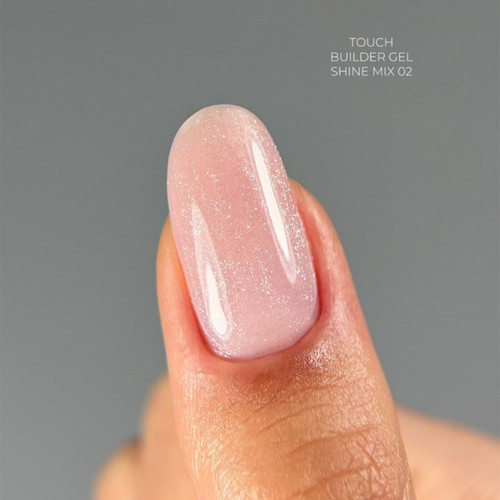 Żel budujący TOUCH Builder gel Shine mix 02 różowy z brokatem 15 ml - Фото №4