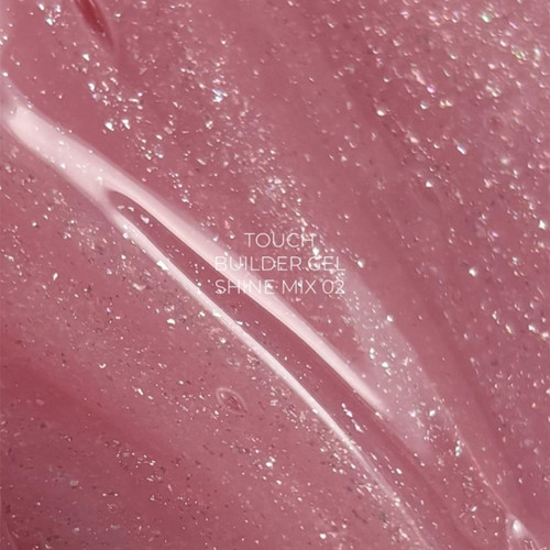 Żel budujący TOUCH Builder gel Shine mix 02 różowy z brokatem 15 ml - Фото №2