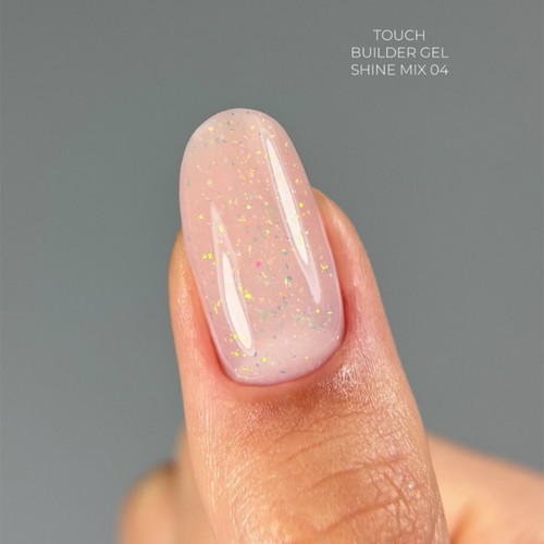 Гель для наращивания TOUCH Builder gel Shine mix 04 молочный с поталью 15 мл - Фото №4