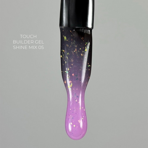 Żel budujący TOUCH Builder gel Shine mix 05 różowy z cząstkami folii 15 ml - Фото №3