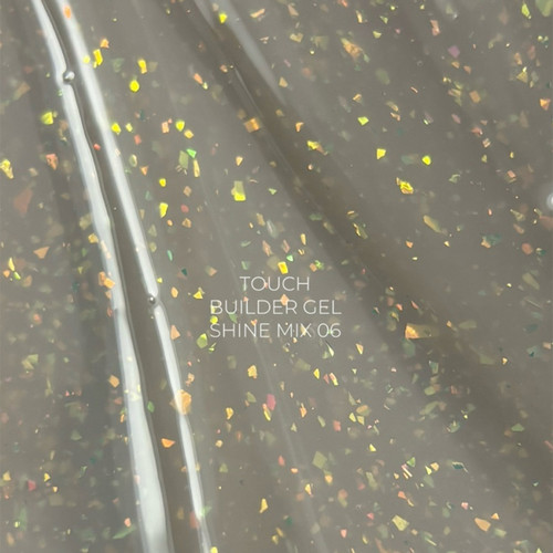 Гель для наращивания TOUCH Builder gel Shine mix 06 бежевый с поталью 15 мл - Фото №2