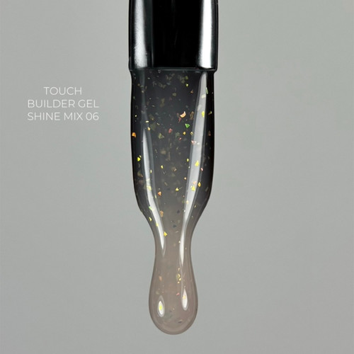 Гель для наращивания TOUCH Builder gel Shine mix 06 бежевый с поталью 15 мл - Фото №3
