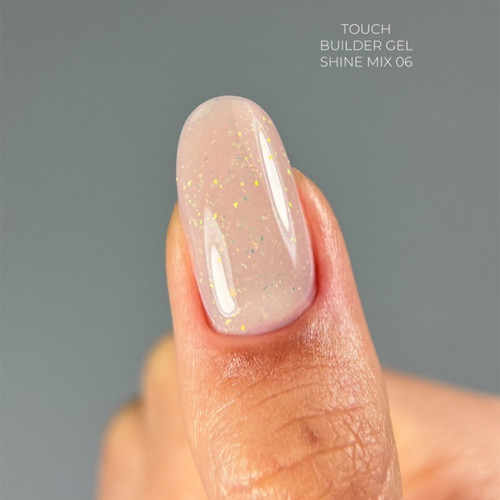 Гель для наращивания TOUCH Builder gel Shine mix 06 бежевый с поталью 15 мл - Фото №4