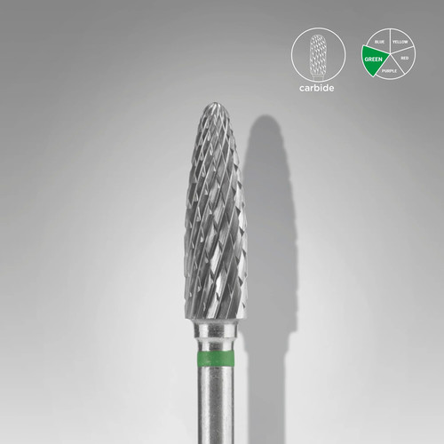 Frez do paznokci Staleks Pro EXPERT węglikowy kukurydza zielony średnica 4 mm / część pracująca 14 mm - Фото №2