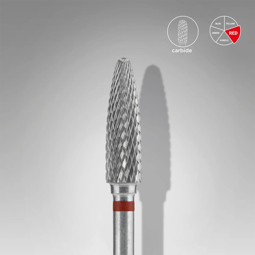 Frez do paznokci Staleks Pro EXPERT węglikowy kukurydza czerwony średnica 4 mm / część pracująca 14 mm - Фото №2