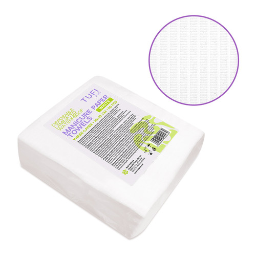 Serwetki papierowe do manicure TUFI profi Jednorazowe laminowane wodoodporne białe 41x33 cm 50 szt. (0331520) - Фото №1