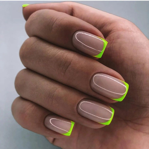 Bright summer neon French tips