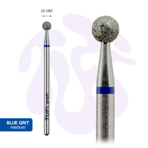 Frez do paznokci TUFI profi Diamentowy Piłka 3,5 mm Niebieski Nacięcie (0328400) - Фото №2