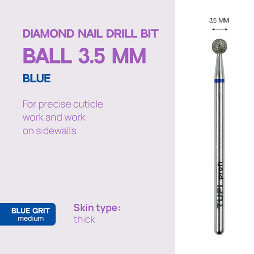 Frez do paznokci TUFI profi Diamentowy Piłka 3,5 mm Niebieski Nacięcie (0328400) - Фото №4