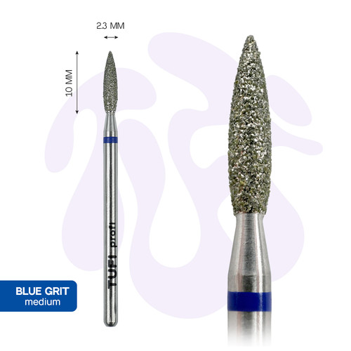 Frez do paznokci TUFI profi Diamentowy Płomień 10 mm × 2.3 mm Niebieski Nacięcie (0328404) - Фото №2