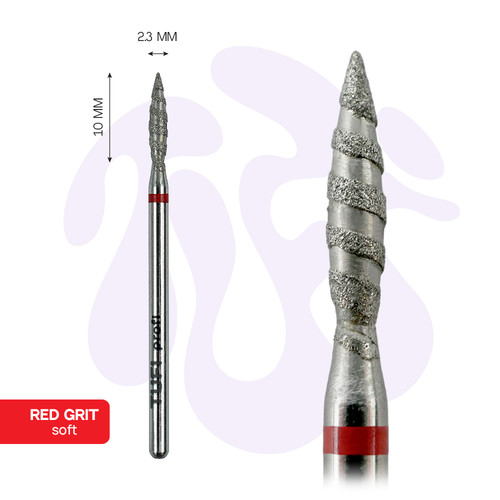Frez do paznokci TUFI profi Diamentowy Płomień Tornado 10 mm × 2.3 mm Czerwony Nacięcie (0328407) - Фото №2