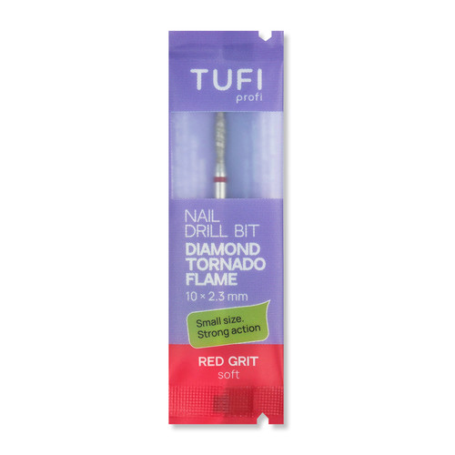 Frez do paznokci TUFI profi Diamentowy Płomień Tornado 10 mm × 2.3 mm Czerwony Nacięcie (0328407) - Фото №3