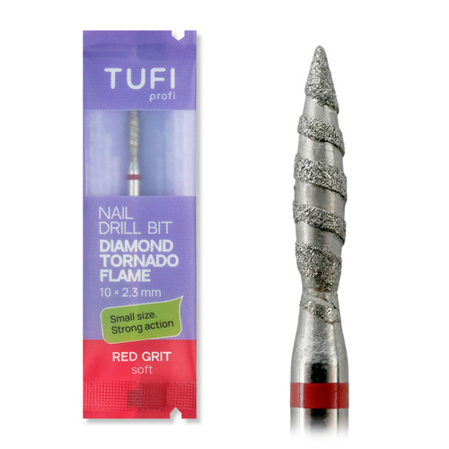 Frez do paznokci TUFI profi Diamentowy Płomień Tornado 10 mm × 2.3 mm Czerwony Nacięcie (0328407) - Фото №1