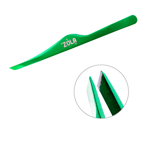Pęseta do brwi ZOLA skośna profesjonalna GREEN - Фото №1