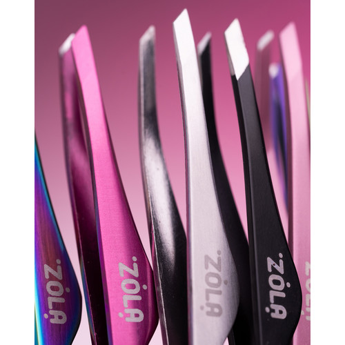 Pęseta do brwi ZOLA skośna profesjonalna BLACK - Фото №2
