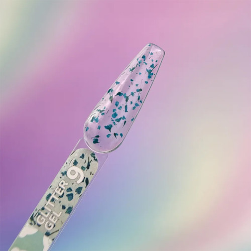 Żel przedłużający YOUARECUTE Glitter Gel 9 z niebieskimi suszonymi kwiatami 5 ml (469-5115-1450) - Фото №3